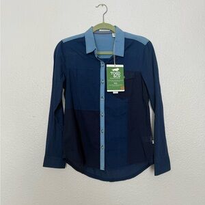 Toad&Co Women's Indigo Color-block Button-Down Shirt